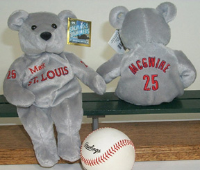 Salvino's Bamm Beanos Bean Bag Plush Teddy Bear 7th Inning Stretch Mark McGwire - St. Louis Cardinals all gray. Only 6,000 produced