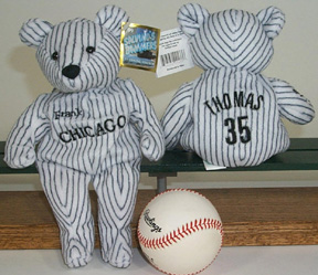 Salvino's Bamm Beanos Bean Bag Plush Teddy Bear Frank Thomas - Chicago (Navy blue pinstriped) only 6,000 produced