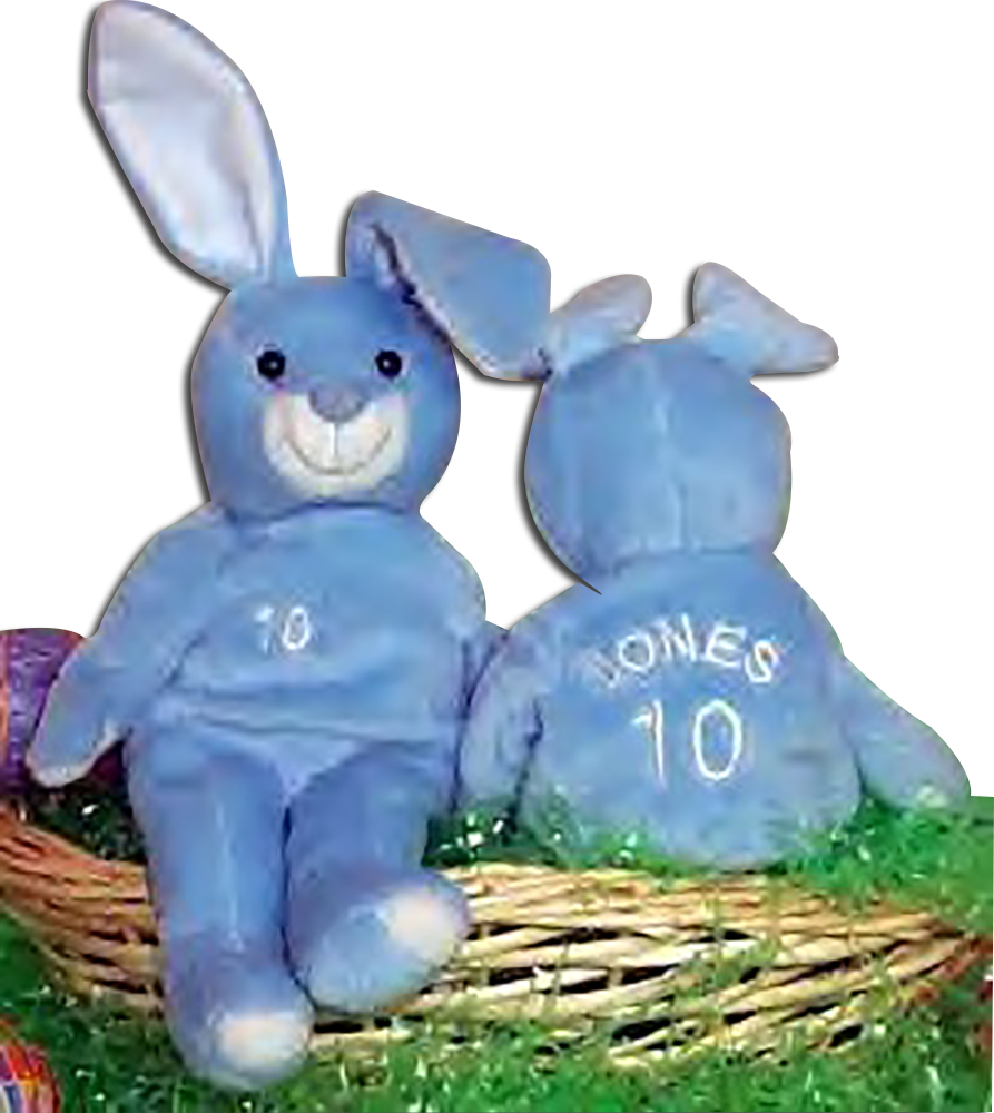 Salvino's Bamm Beano Baseball Player Easter Bunnies. Chipper Jones, Derek Jeter, J.D. Drew, Ken Griffey Jr, Mark McGwire and Sammy Sosa as adorable soft cuddly plush easter rabbits.