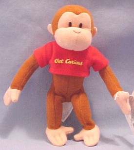 Curious George Plush Doll with Red T-shirt saying "Get Curious" Curious George Plush Doll with Red T-shirt saying "Get Curious"