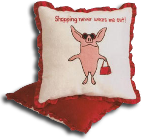 Olivia Pig mirrors and pillows