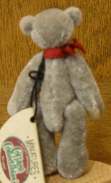 Ganz Cottage Collectibles Miniatures Greg the Gray Teddy Bear with Burgundy Bow Ganz Cottage Collectibles Miniatures Greg the Gray Teddy Bear with Burgundy Bow