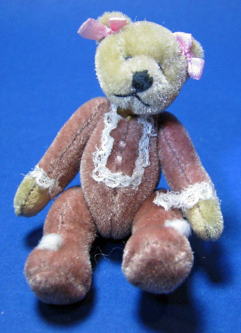 Ganz Cottage Collectibles Miniatures Baby Girl Teddy Bear in Mauve Footy Pajamas Ganz Cottage Collectibles Miniatures Baby Girl Teddy Bear in Mauve Footy Pajamas