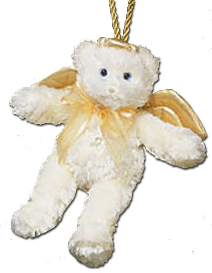Adorable Gund plush blue eyed angel teddy bears with golden halos and wings.