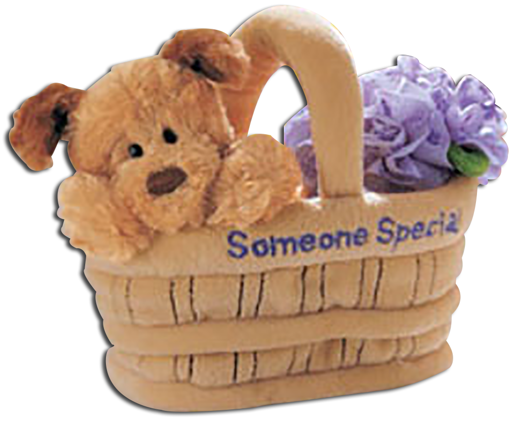 Gund's adorable plush puppy and teddy bears in baskets just for Mom and that someone special.