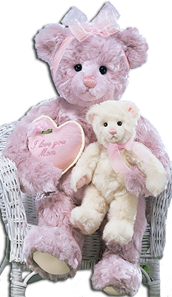 Gund Plush Teddy Bears with Satin Heart Pillows sure to put a smile on Mom, Nana and Grandma's face on Mother's Day.