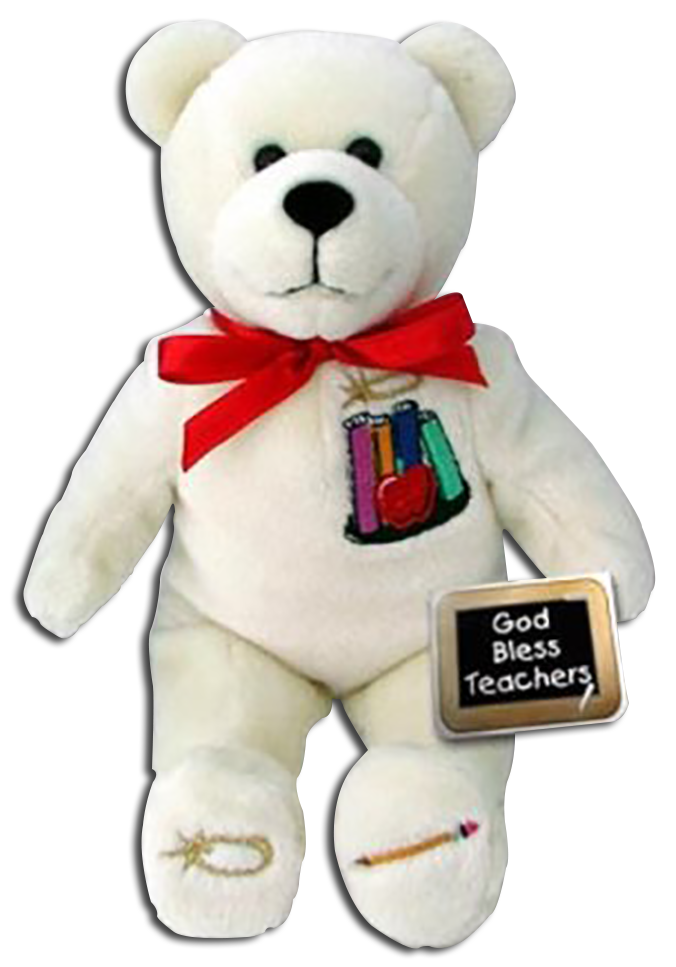 Holy Bears are beautiful teddy bears which come with a special Bible verse especially for teachers. These Teacher Teddy Bears bear the message God Bless Teachers.