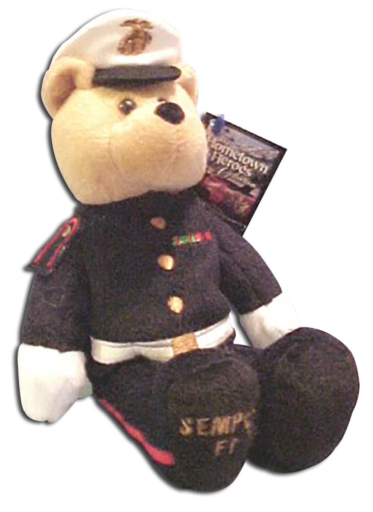 Adorable Teddy Bears dressed to Salute their Home Town Heros. Valiant Army, Air Force and Marine Teddy Bears are all represented.