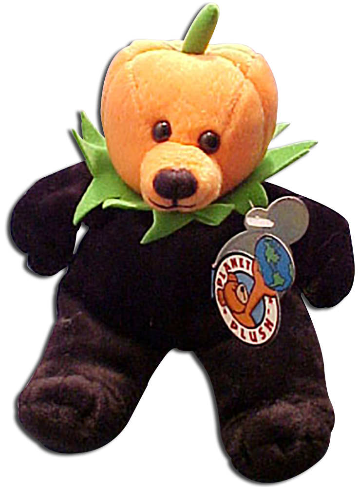 Planet Plush teddy bears for Halloween are all dressed up as skeletons and pumpkins.