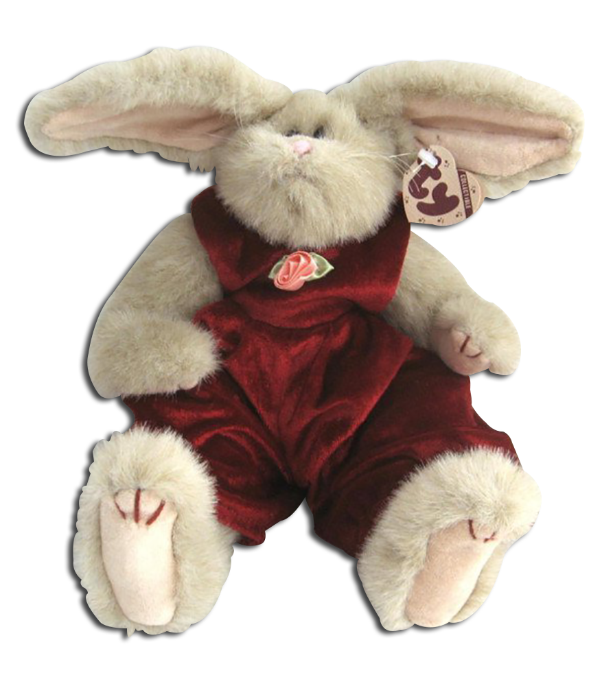 TY Attic Treasure Sidney Bunny Rabbit Stuffed Animal TY Attic Treasure Sidney Bunny Rabbit Stuffed Animal
- introduced on 1/1/98 and retired on 7/31/98
- Fully jointed plush beige bunny rabbit. She is wearing a velvet red jumper with a pink satin rosette on the front.