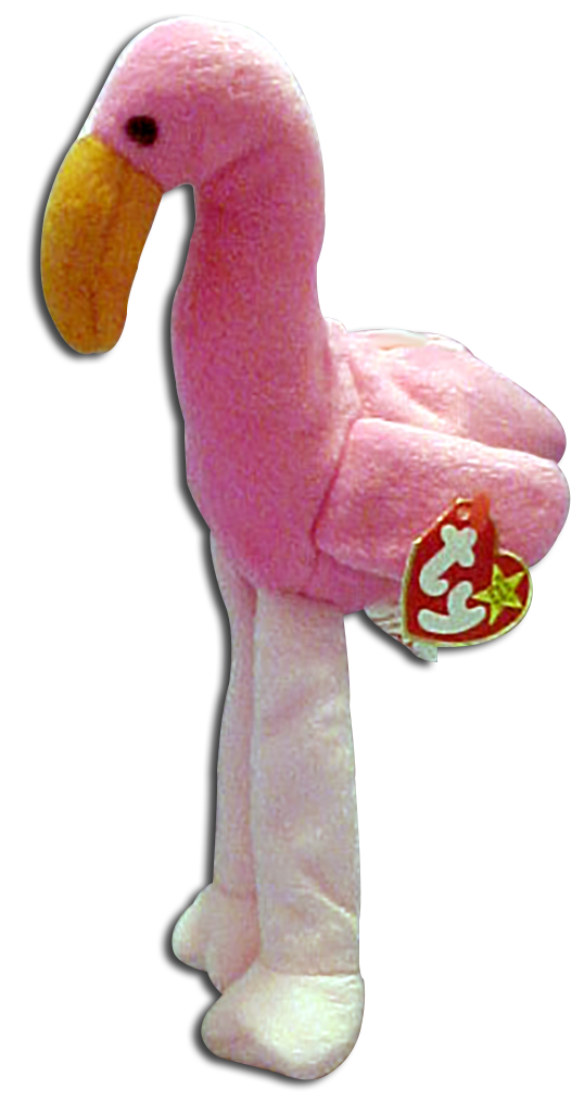 TY Beanie Babies Pinky the Pink Flamingo Stuffed Animal TY Beanie Babies Pinky the Pink Flamingo Stuffed Animal
- DOB 2/13/95
- introduced 6/3/95 retired 12/31/98
- Poem: "Pinky loves the everglades,
From the hottest pink she's made, With
floppy legs and big orange beak, She's
the Beanie that you seek!"