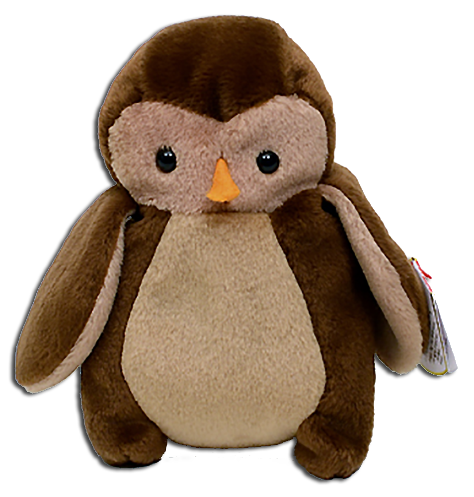 TY Beanie Babies Hoot the Owl Stuffed Animal TY Beanie Babies Hoot the Owl Stuffed Animal
- DOB 8/9/95
- introduced 1/7/96 retired 10/1/97
- Poem: "Late to bed, late to rise
Nevertheless, Hoot's quite wise Studies
by candlelight, nothing new Like a
president, do you know Whooo?"