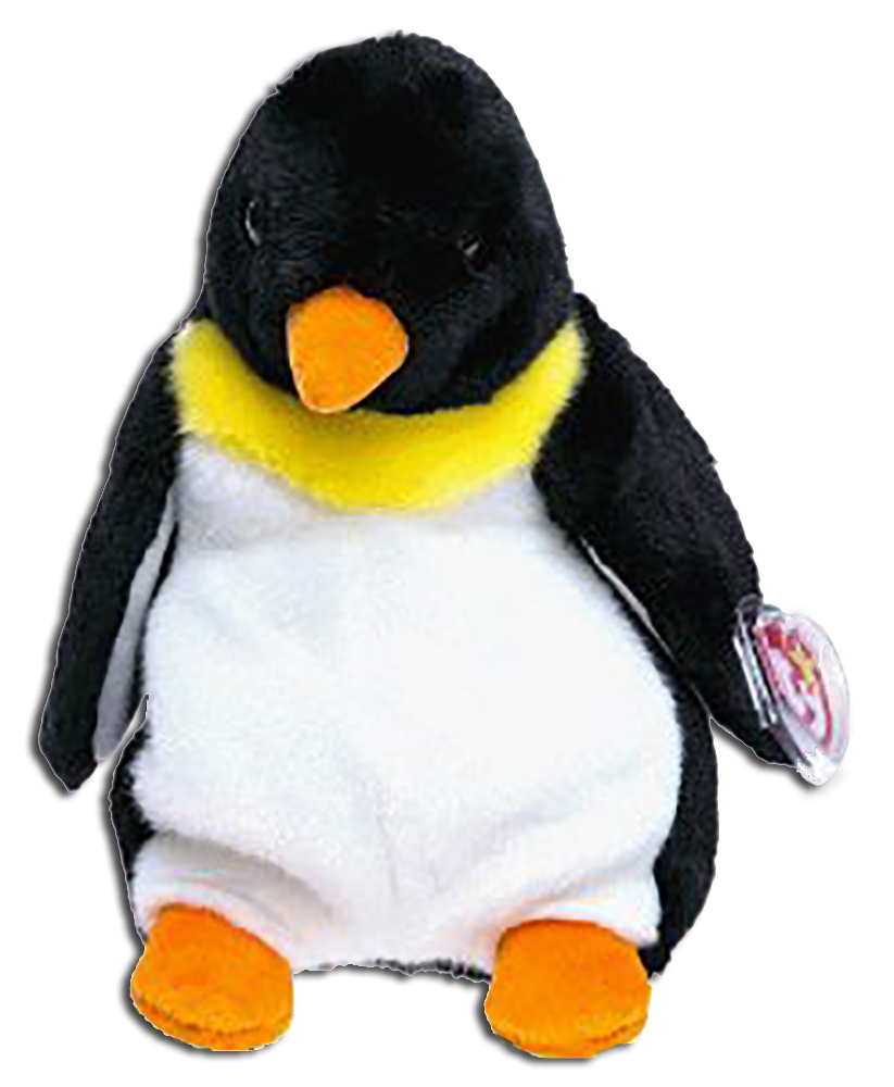 TY Beanie Babies Waddle the Penguin Stuffed Animal TY Beanie Babies Waddle the Penguin Stuffed Animal
- DOB 12/19/95
- introduced 6/3/95 retired 5/1/98
- Poem: "Waddle the Penguin likes to
dress up, Every night he wears his tux,
When Waddle walks, it never fails, He
always trips over his tails!"