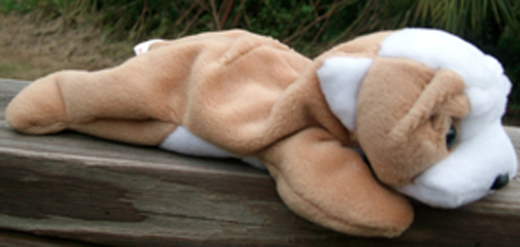TY Beanie Babies Wrinkles the Bulldog Stuffed Animal TY Beanie Babies Wrinkles the Bulldog Stuffed Animal
- Introduced 6/15/96 retired 9/22/98
- DOB 5/1/96
- Poem: "This little dog is named Wrinkles, His nose is soft and often crinkles, Likes to climb up on your lap, He's a cheery sort of chap!"