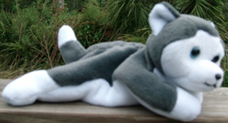 TY Beanie Babies Nanook the Siberian Husky Stuffed Animal TY Beanie Babies Nanook the Siberian Husky Stuffed Animal
- Introduced 5/11/97 retired 3/31/99
- DOB 11/21/96
- Poem: "Nanook is a dog that loves cold weather, To him a sled is light as a feather, Over the snow and through the slush, He runs at hearing the cry of mush!"
