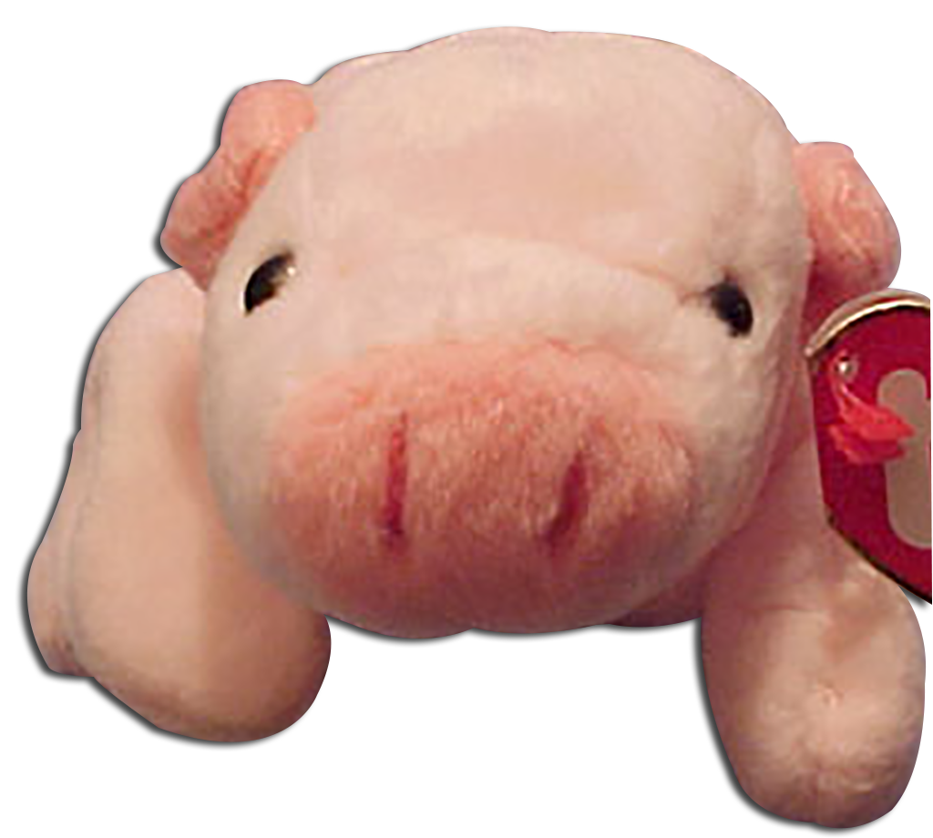 TY Beanie Babies Squealer the Pig Stuffed Animal TY Beanie Babies Squealer the Pig Stuffed Animal
- DOB 4/23/93
- introduced 1/8/94 retired 5/1/98
- Poem: "Squealer likes to joke around,
He is known as class clown, Listen to his
stories awhile, There is no doubt he'll
make you smile!"