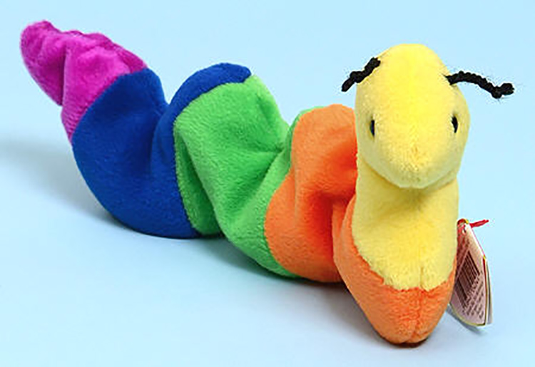 TY Beanie Babies Inch w/Yarn Antennas TY Beanie Babies Inch w/Yarn Antennas
- Introduced 10/15/97 retired 5/1/98
- DOB 9/3/95
- Poem: "Inch the worm is a friend of mine, He goes so slow all the time, Inching around from here to there, Traveling the world without a care!"