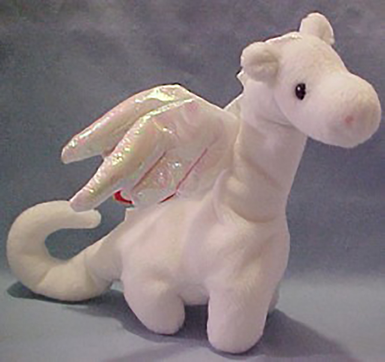 TY Beanie Babies Magic the Dragon Stuffed Animal TY Beanie Babies Magic the Dragon Stuffed Animal
- Introduced 6/3/95 retired 12/31/97
- DOB 9/5/95
- Poem: "Magic the dragon lives in a dream, The most beautiful that you have ever seen, Through magic lands she likes to fly, Look up and watch her, way up high!"