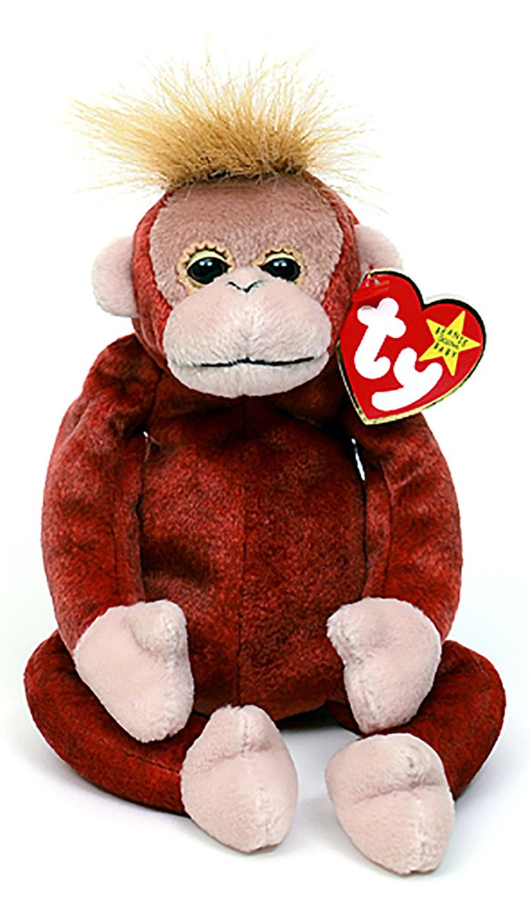 TY Beanie Babies Schweetheart the Orangutan Stuffed Animal TY Beanie Babies Schweetheart the Orangutan Stuffed Animal
- Introduced 4/26/99 retired 12/23/99
- DOB 1/23/99
- Poem: "Of all the jungles filled with vines, Traveling about, you came to mine, Because of all the things you said, I can't seem to get you outta my head!"