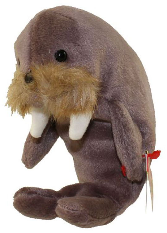TY Beanie Babies Jolly the Walrus Stuffed Animal TY Beanie Babies Jolly the Walrus Stuffed Animal
- Introduced 5/11/97 retired 5/1/98
- DOB 12/2/96
- Poem: "Jolly the walrus is not very serious, He laughs and laughs until he's delirious, He often reminds me of my dad, Always happy, never sad!"