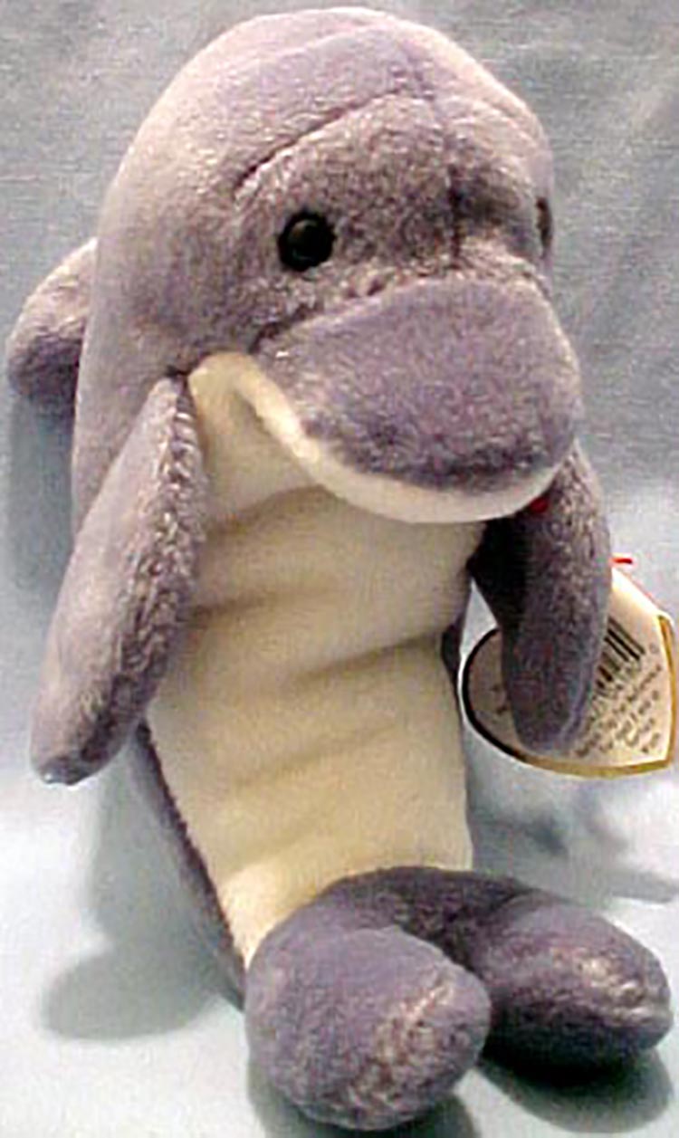 TY Beanie Babies Echo the Dolphin Stuffed Animal TY Beanie Babies Echo the Dolphin Stuffed Animal
- Introduced 5/11/97 retired 5/1/98
- DOB 12/21/96
- Poem: "Echo the dolphin lives in the sea, Playing with her friends, like you and me, Through the waves she echoes the sound, I'm so glad to have you around!"