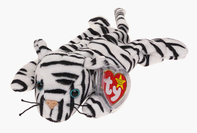 TY Beanie Babies Blizzard the Tiger Stuffed Animal TY Beanie Babies Blizzard the Tiger Stuffed Animal
- Introduced 5/11/97 retired 5/1/98
- DOB 12/12/96
- Poem: "In the mountains, where it's snowy and cold, Lives a beautiful tiger, I've been told, Black and white, she's hard to compare, Of all the tigers, she is most rare!"