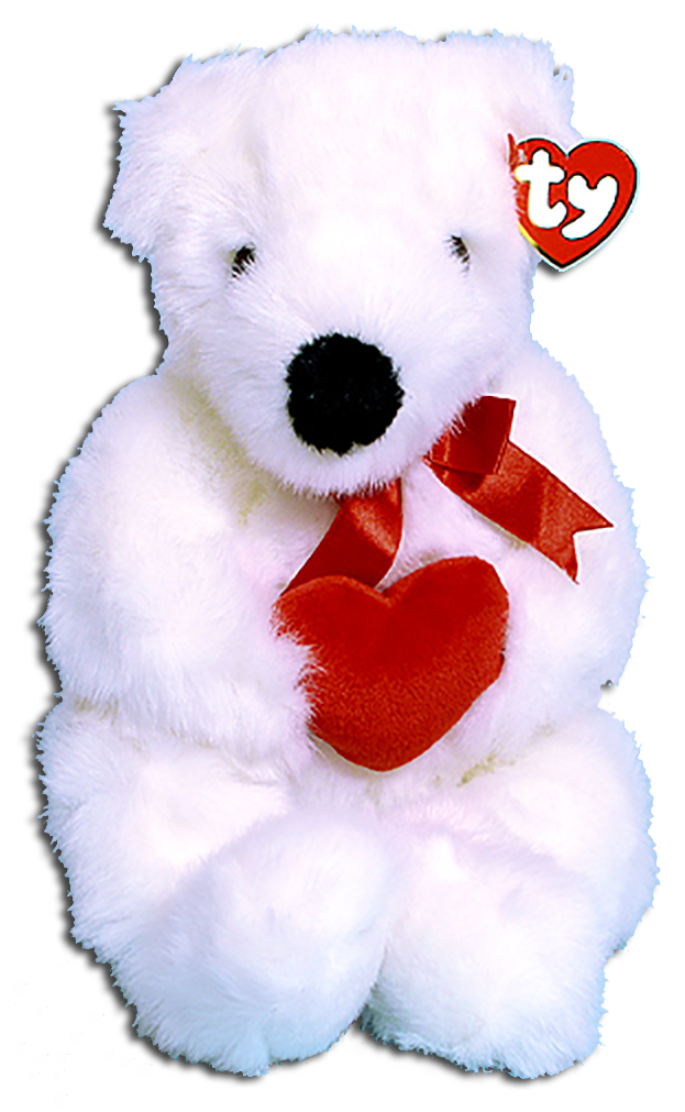 TY's adorable plush white teddy bear Romeo is the perfect Valentines Day gift.