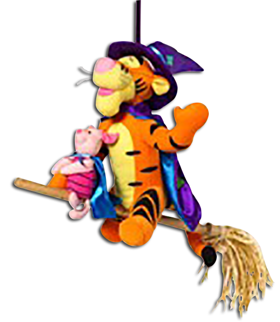 Halloween has come to the Hundred Acre Woods. Winnie the Pooh and his Friends are dressed in costume as Puppets and Plush Stuffed Toys.